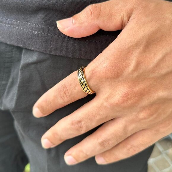 Gold Rope Band Ring Stainless Steel - Picture 2 of 4